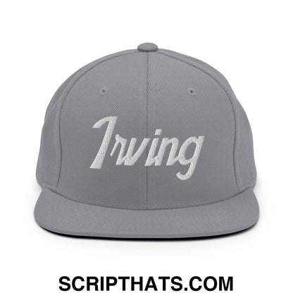 Irving Script Snapback Hat Silver