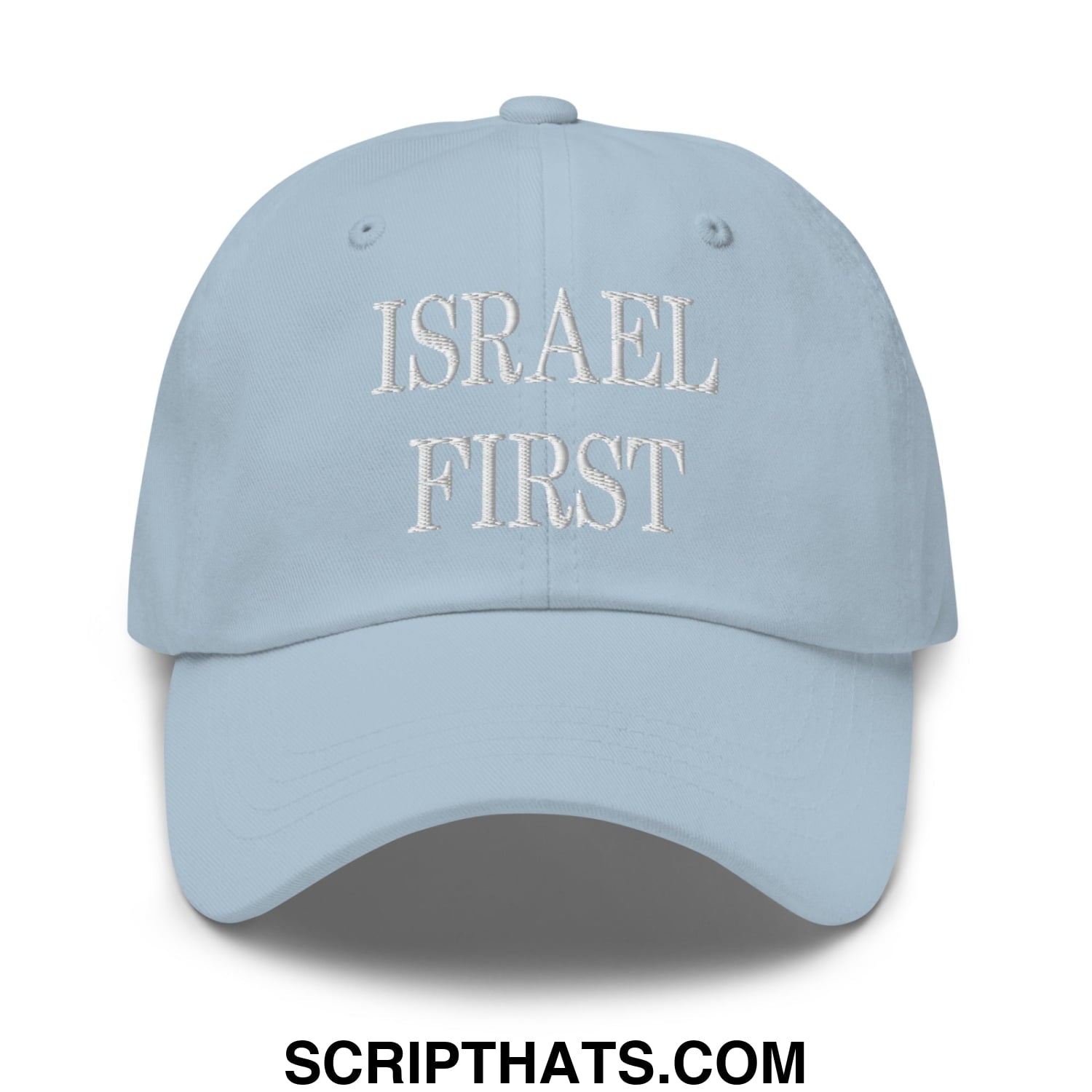 Israel First Embroidered Unstructured Dad Hat Light Blue