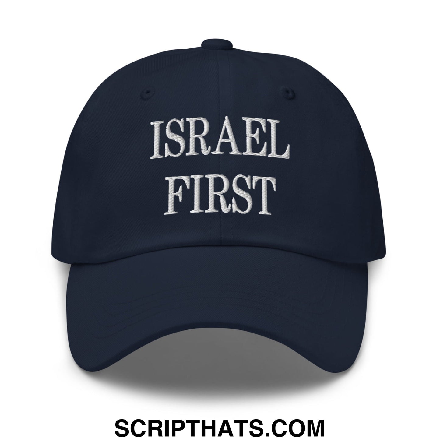 Israel First Embroidered Unstructured Dad Hat Navy