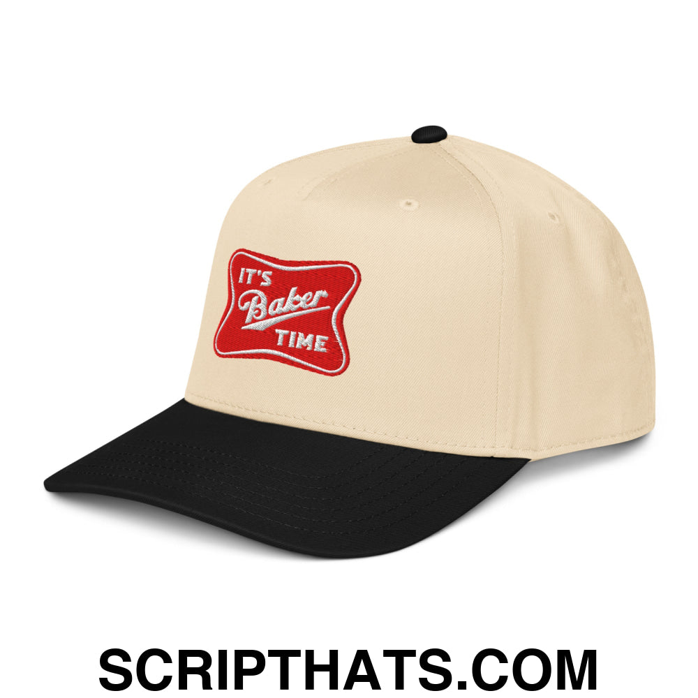 It's Baker Time Embroidered Baseball Snapback Hat Black Natural