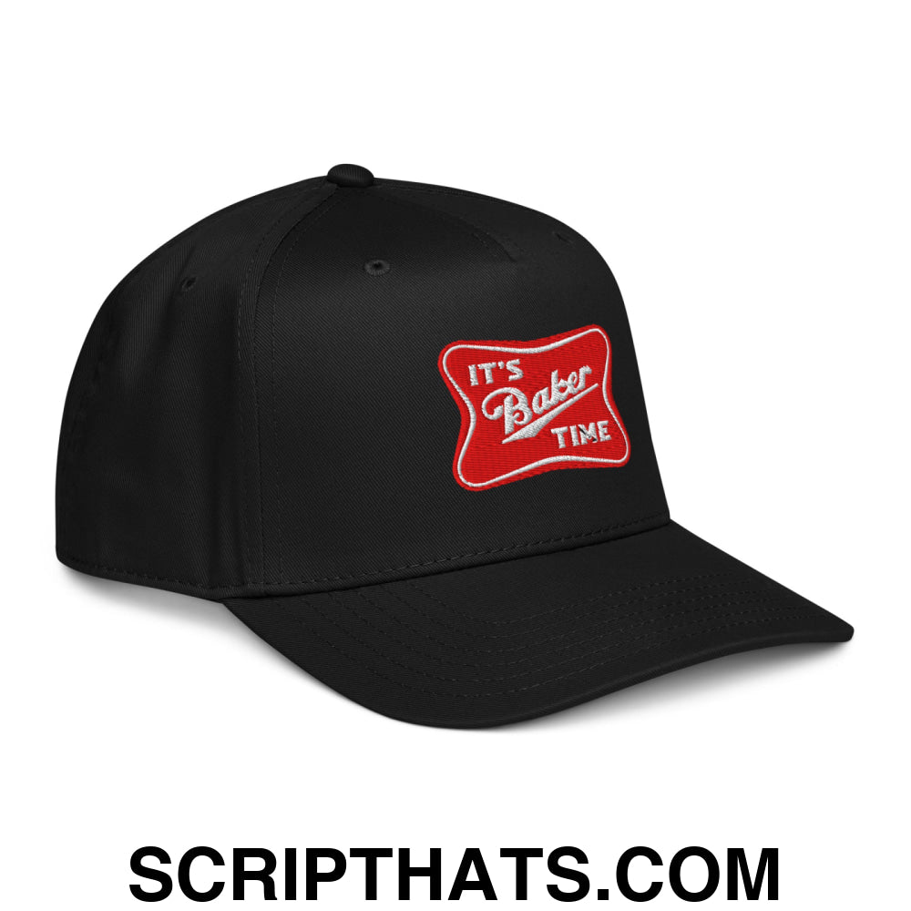 It's Baker Time Embroidered Baseball Snapback Hat Black