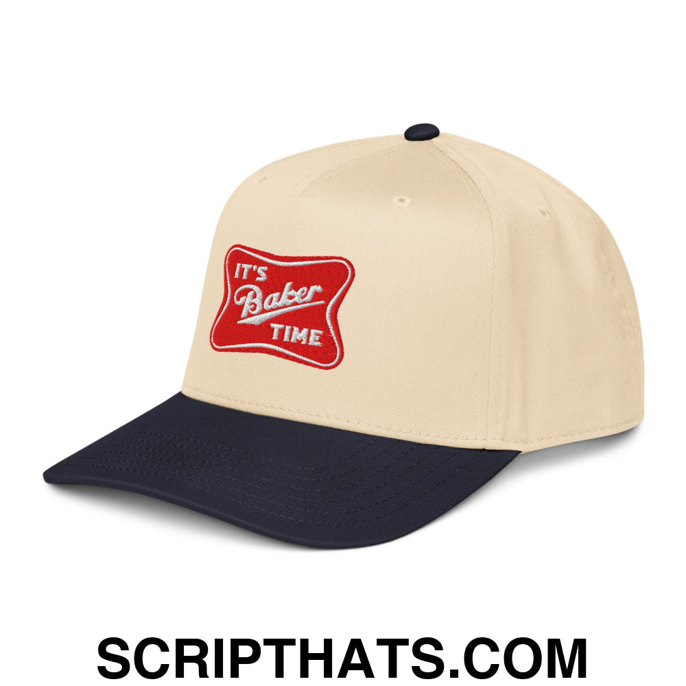 It's Baker Time Embroidered Baseball Snapback Hat Navy Natural