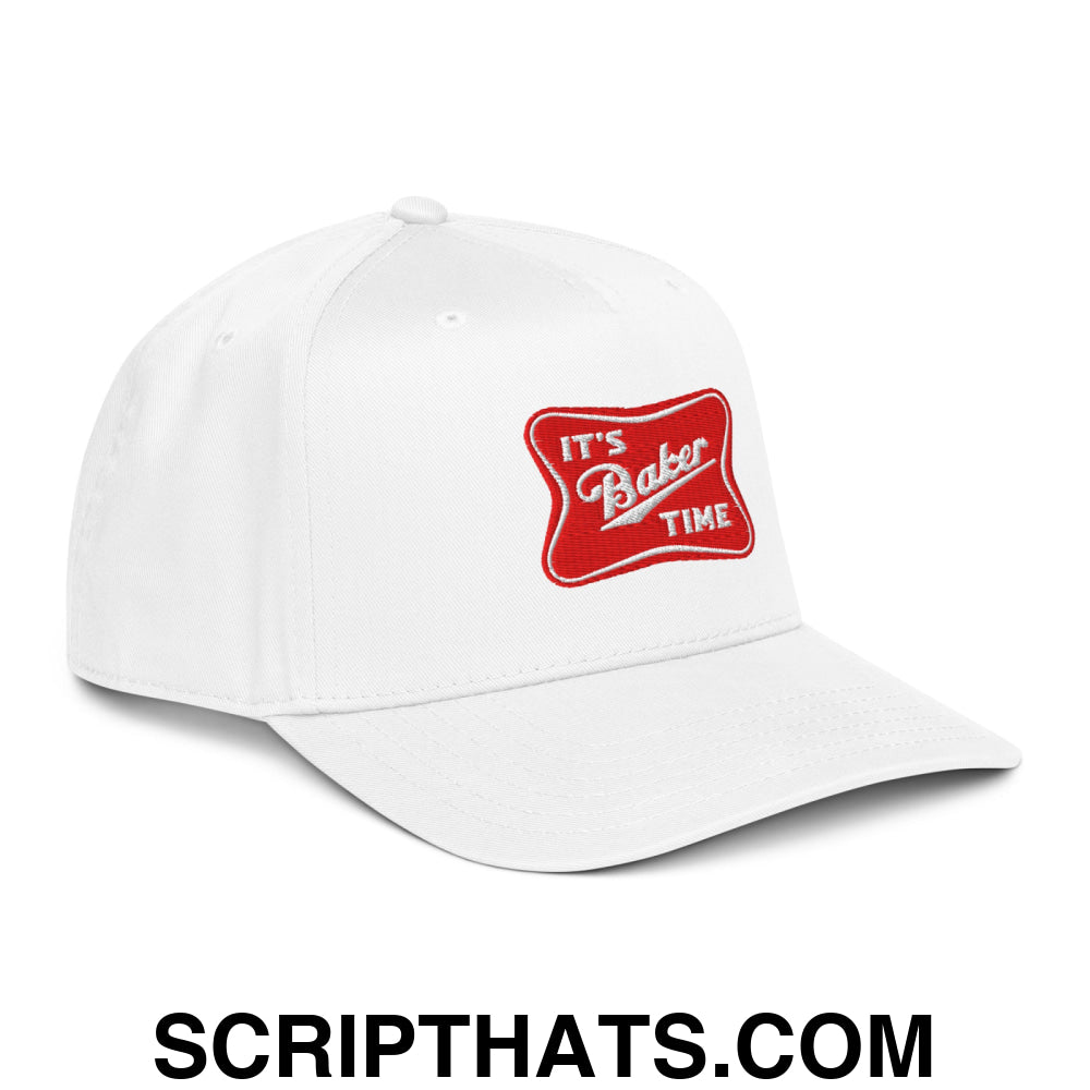 It's Baker Time Embroidered Baseball Snapback Hat White