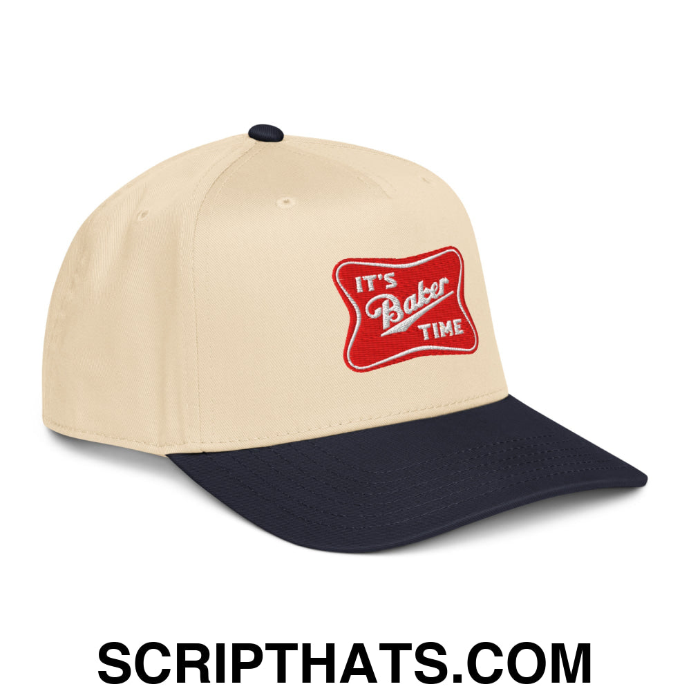 It's Baker Time Embroidered Baseball Snapback Hat Navy Natural