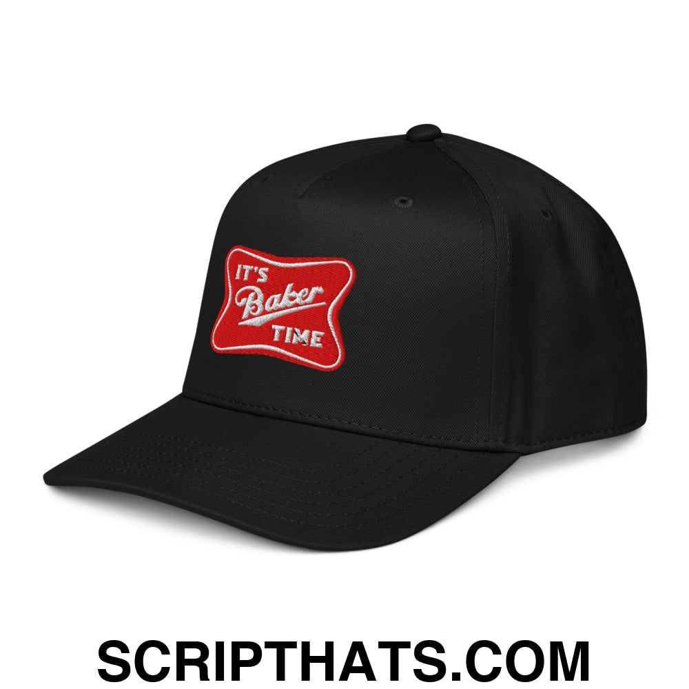 It's Baker Time Embroidered Baseball Snapback Hat Black