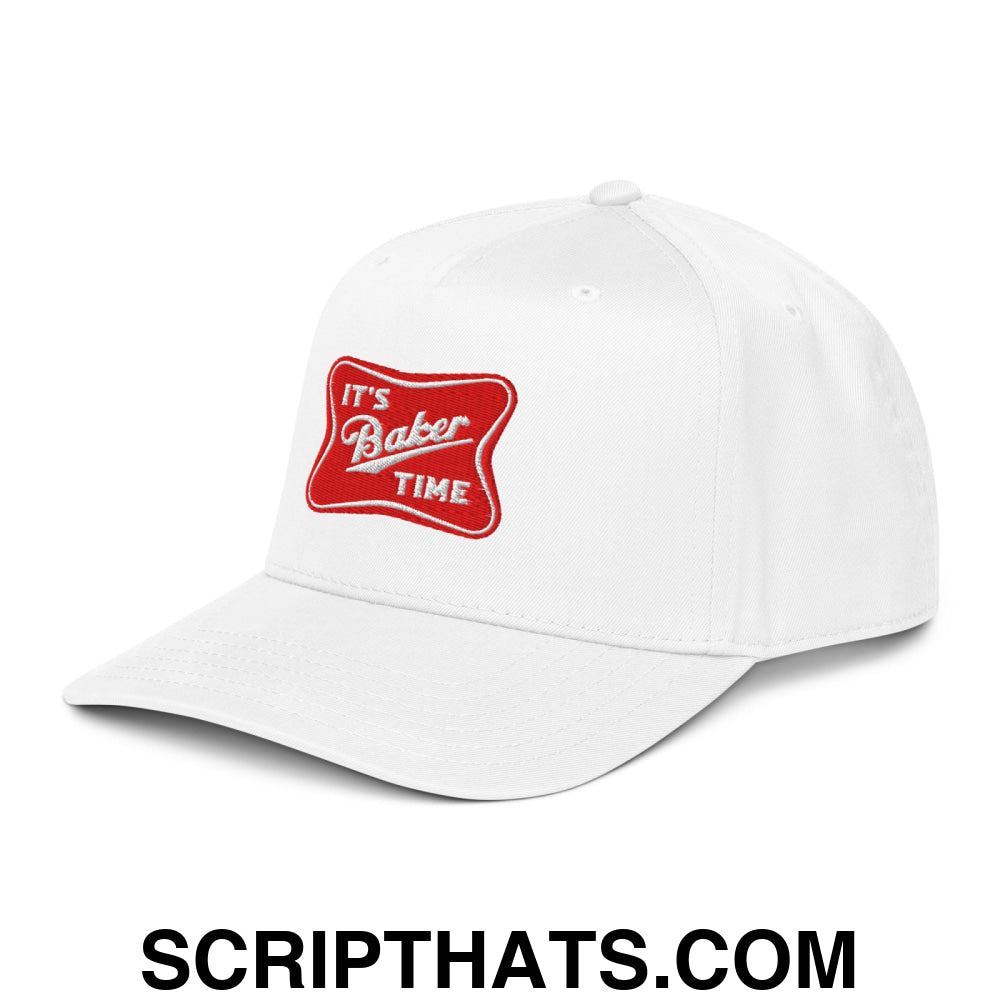 It's Baker Time Embroidered Baseball Snapback Hat White