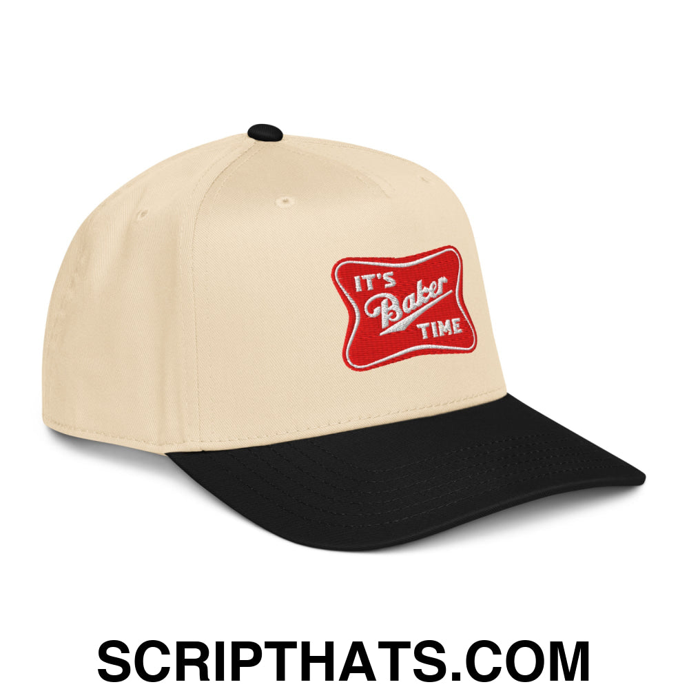 It's Baker Time Embroidered Baseball Snapback Hat Black Natural
