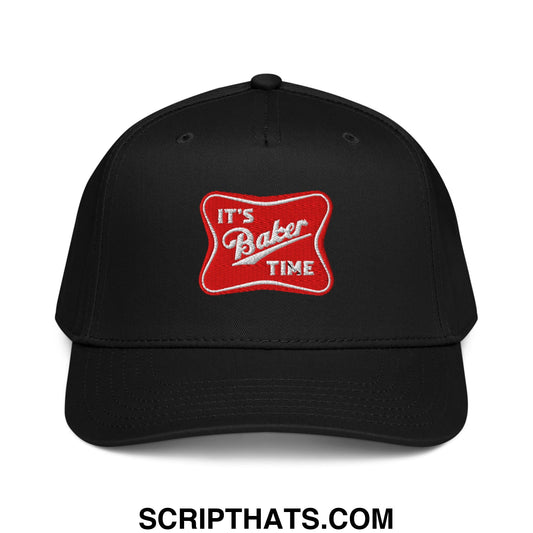 It's Baker Time Embroidered Baseball Snapback Hat Black