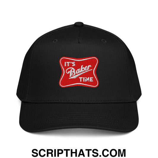 It's Baker Time Embroidered Baseball Snapback Hat Black
