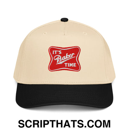 It's Baker Time Embroidered Baseball Snapback Hat Black Natural