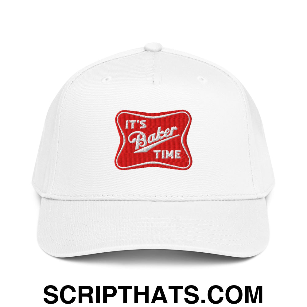 It's Baker Time Embroidered Baseball Snapback Hat White
