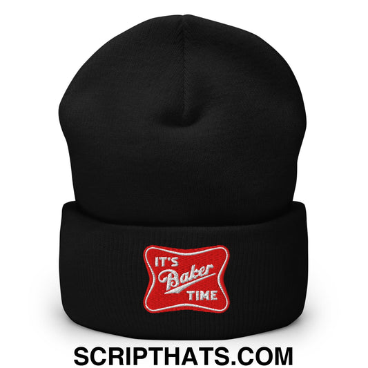 It's Baker Time Embroidered Cuffed Knit Beanie Black
