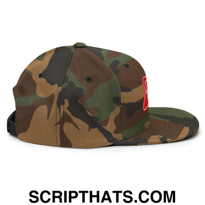 It's Baker Time Embroidered Flat Bill Brim Snapback Hat Green Camo