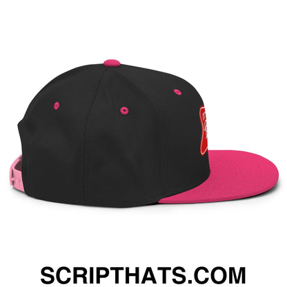 It's Baker Time Embroidered Flat Bill Brim Snapback Hat Black Neon Pink