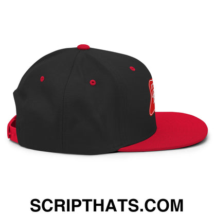 It's Baker Time Embroidered Flat Bill Brim Snapback Hat Black Red