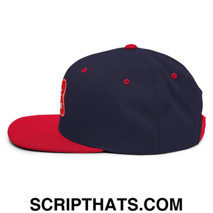 It's Baker Time Embroidered Flat Bill Brim Snapback Hat Navy Red