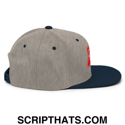 It's Baker Time Embroidered Flat Bill Brim Snapback Hat Heather Grey Navy