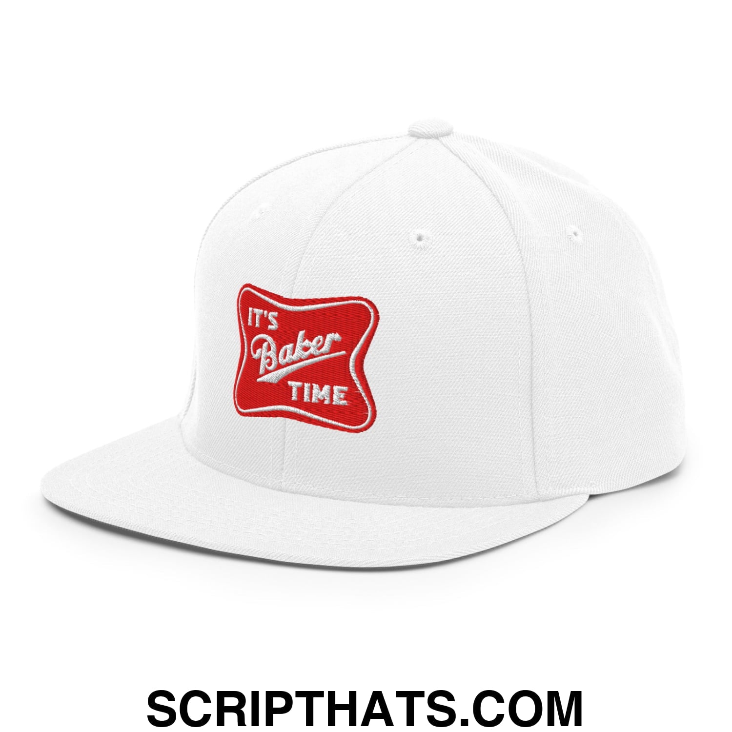 It's Baker Time Embroidered Flat Bill Brim Snapback Hat Heather Black