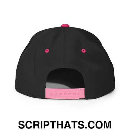 It's Baker Time Embroidered Flat Bill Brim Snapback Hat Black Neon Pink