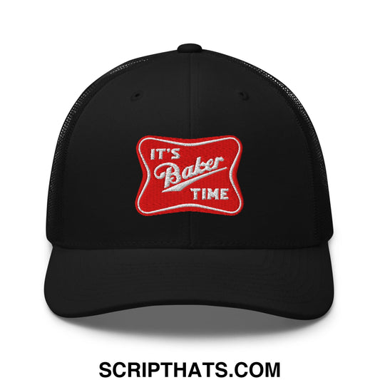 It's Baker Time Embroidered Mesh Trucker Hat Black