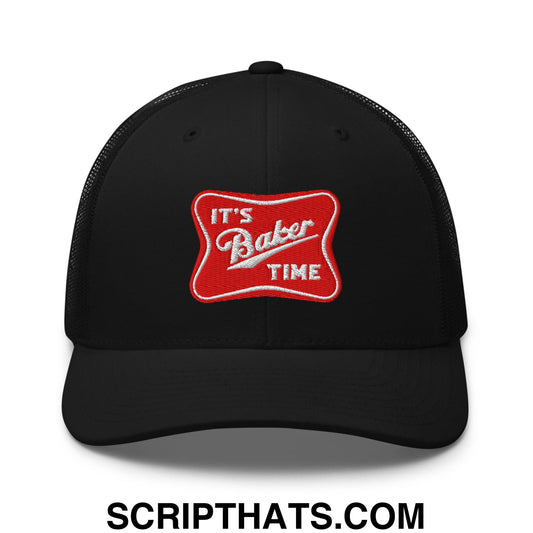 It's Baker Time Embroidered Mesh Trucker Hat Black
