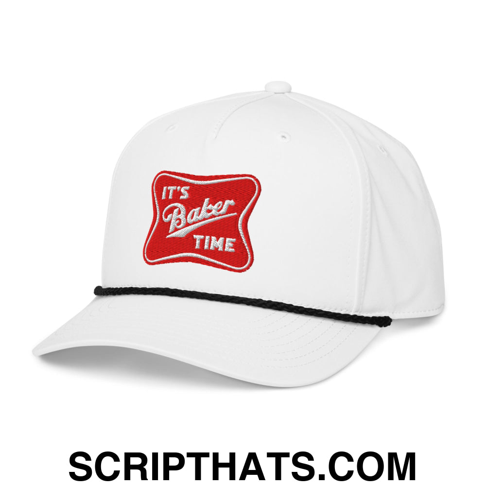 It's Baker Time Embroidered Rope Hat White Black