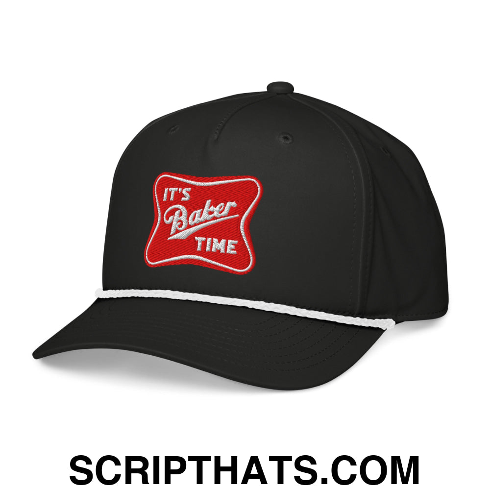 It's Baker Time Embroidered Rope Hat Black White