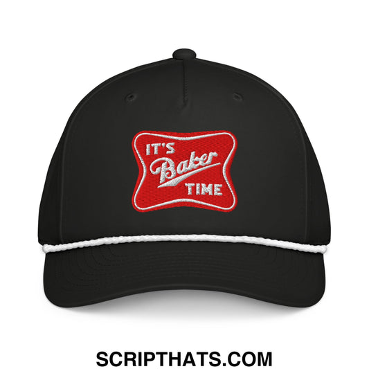 It's Baker Time Embroidered Rope Hat Black White