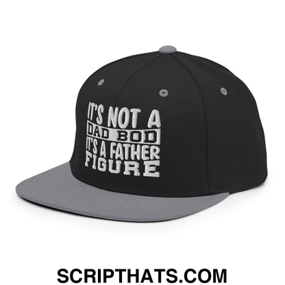 It's Not a Dad Bod it's a Father Figure Embroidered Flat Bill Brim Snapback Hat Black Silver