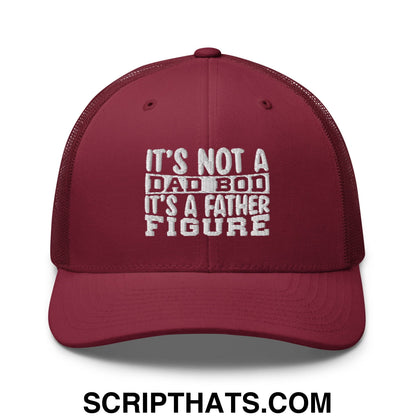 It's Not a Dad Bod it's a Father Figure Embroidered Mesh Trucker Hat Cranberry