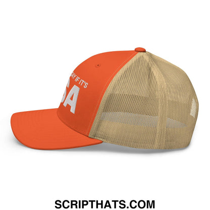 It's Not Gay if it's TSA Retro Trucker Hat Rustic Orange Khaki