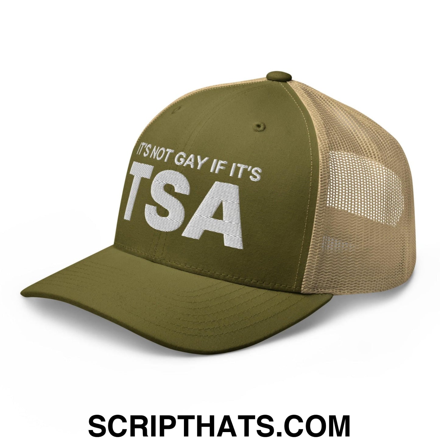 It's Not Gay if it's TSA Retro Trucker Hat Moss Khaki
