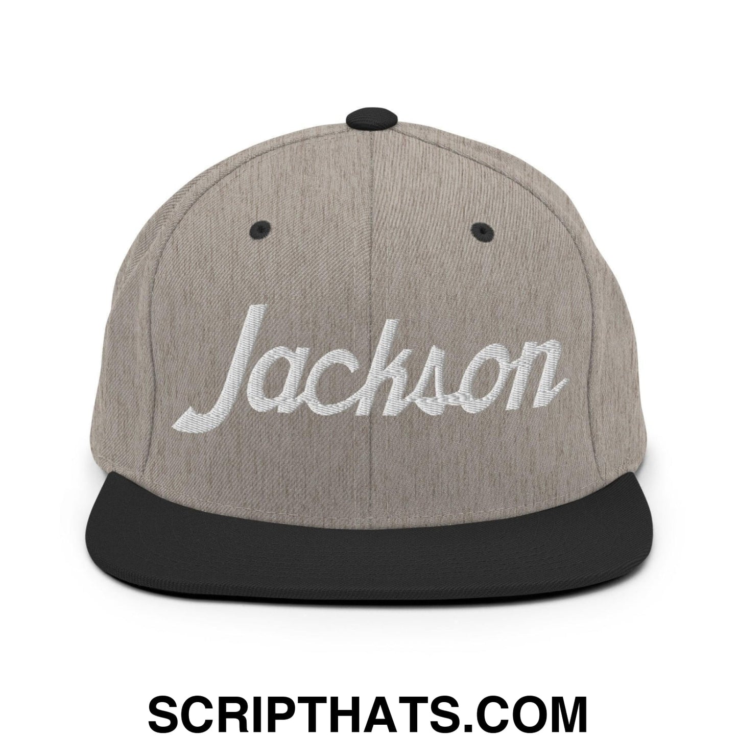 Jackson Script Snapback Hat Heather Black