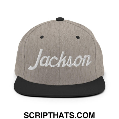 Jackson Script Snapback Hat Heather Black