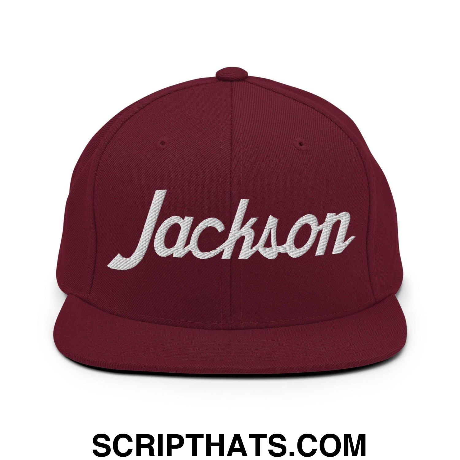 Jackson Script Snapback Hat Maroon