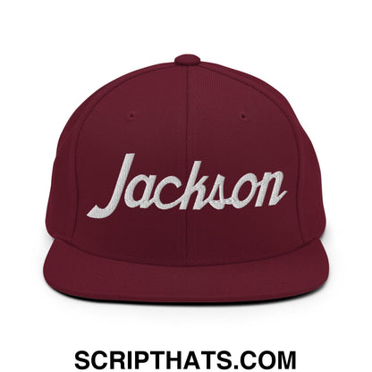 Jackson Script Snapback Hat Maroon