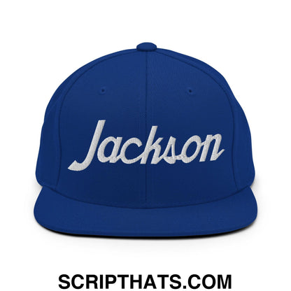 Jackson Script Snapback Hat Royal Blue
