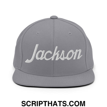 Jackson Script Snapback Hat Silver