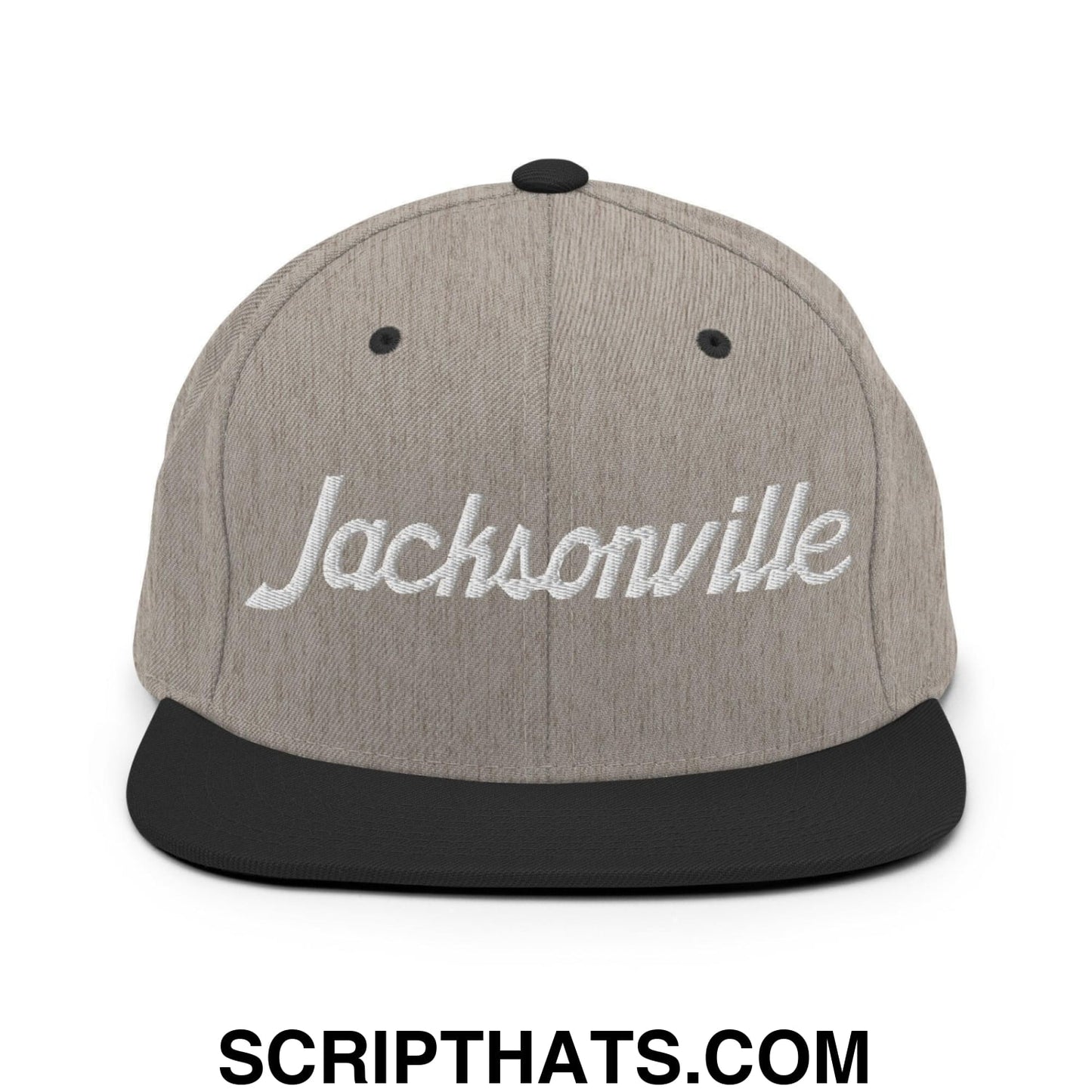 Jacksonville Script Snapback Hat Heather Black