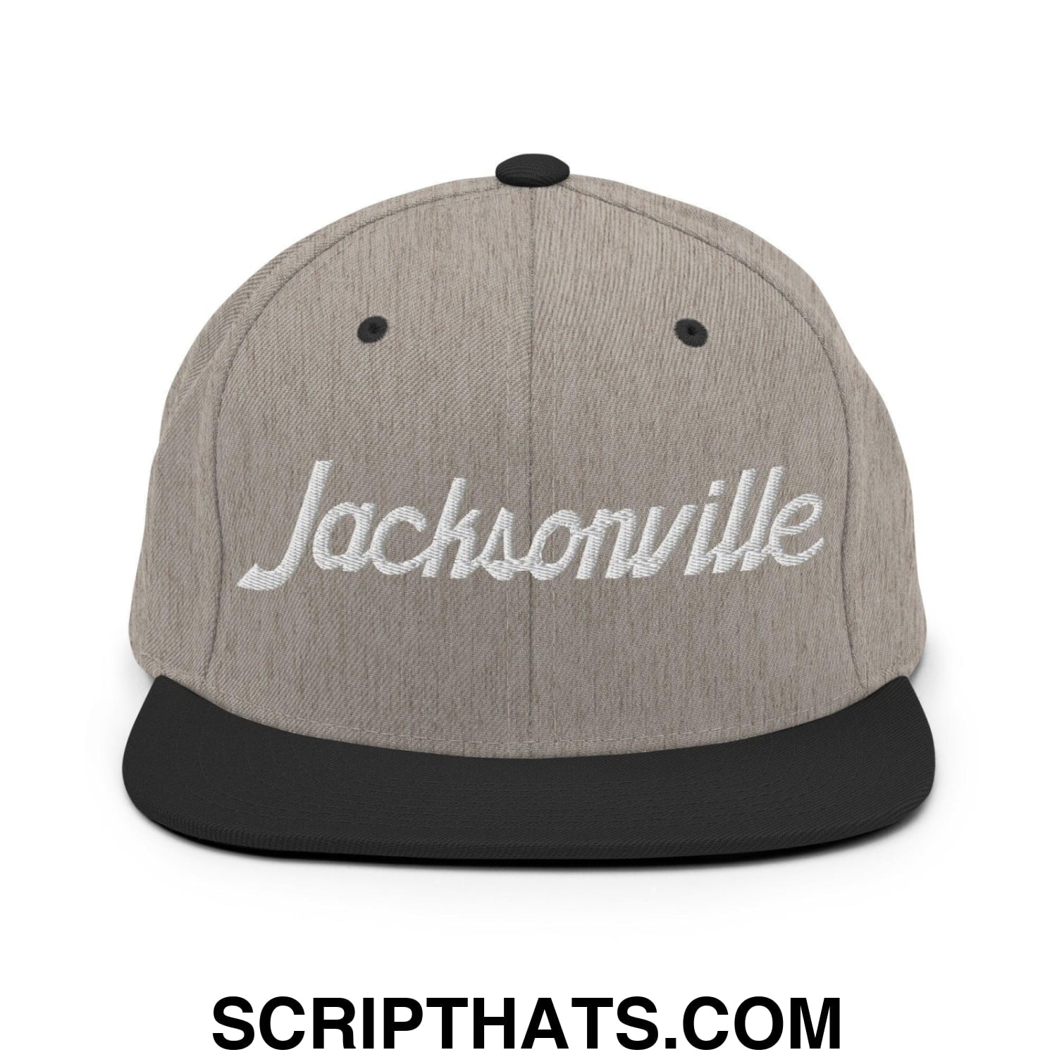 Jacksonville Script Snapback Hat Heather Black