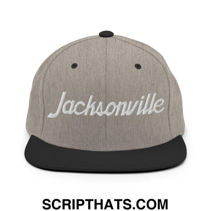 Jacksonville Script Snapback Hat Heather Black