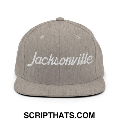 Jacksonville Script Snapback Hat Heather Grey