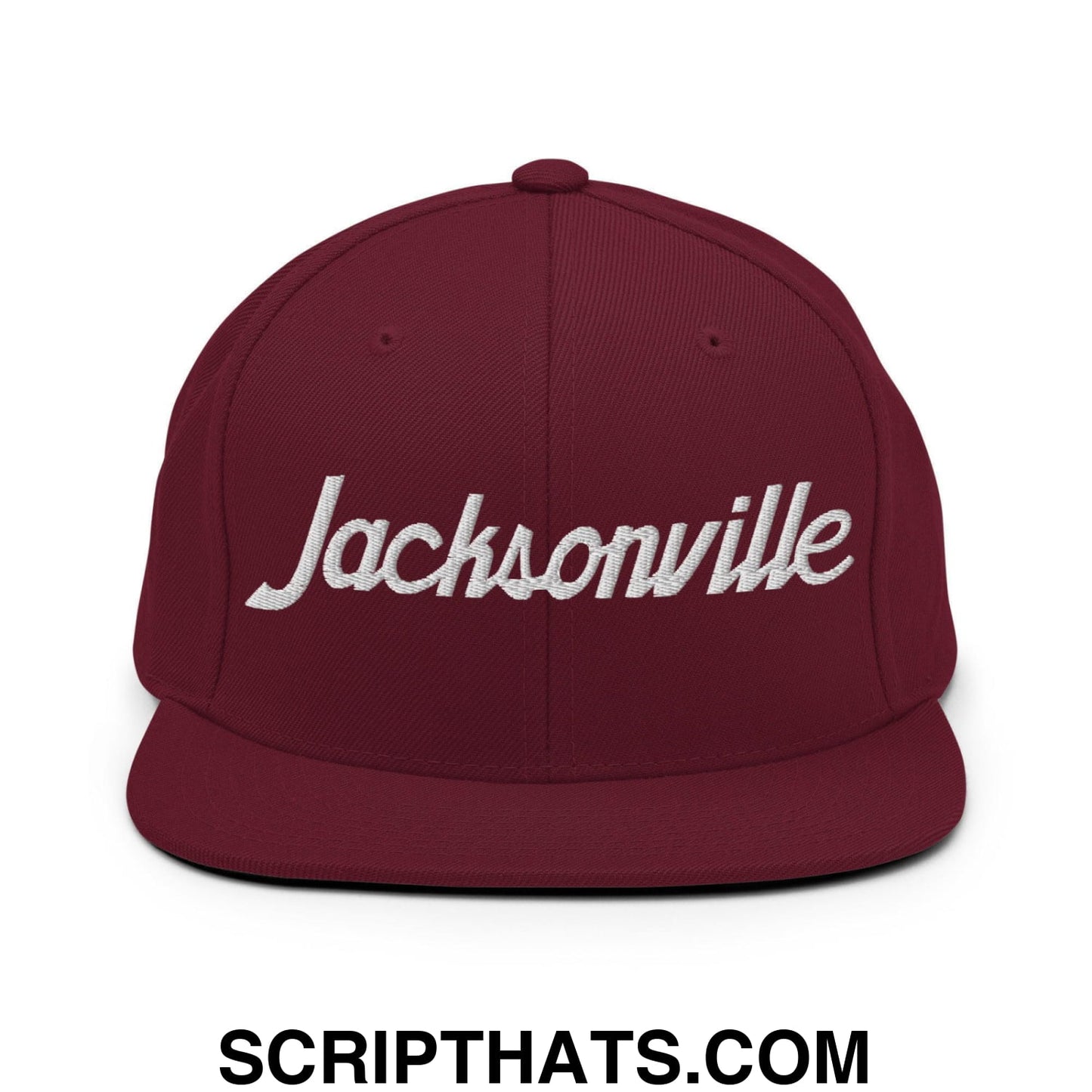 Jacksonville Script Snapback Hat Maroon
