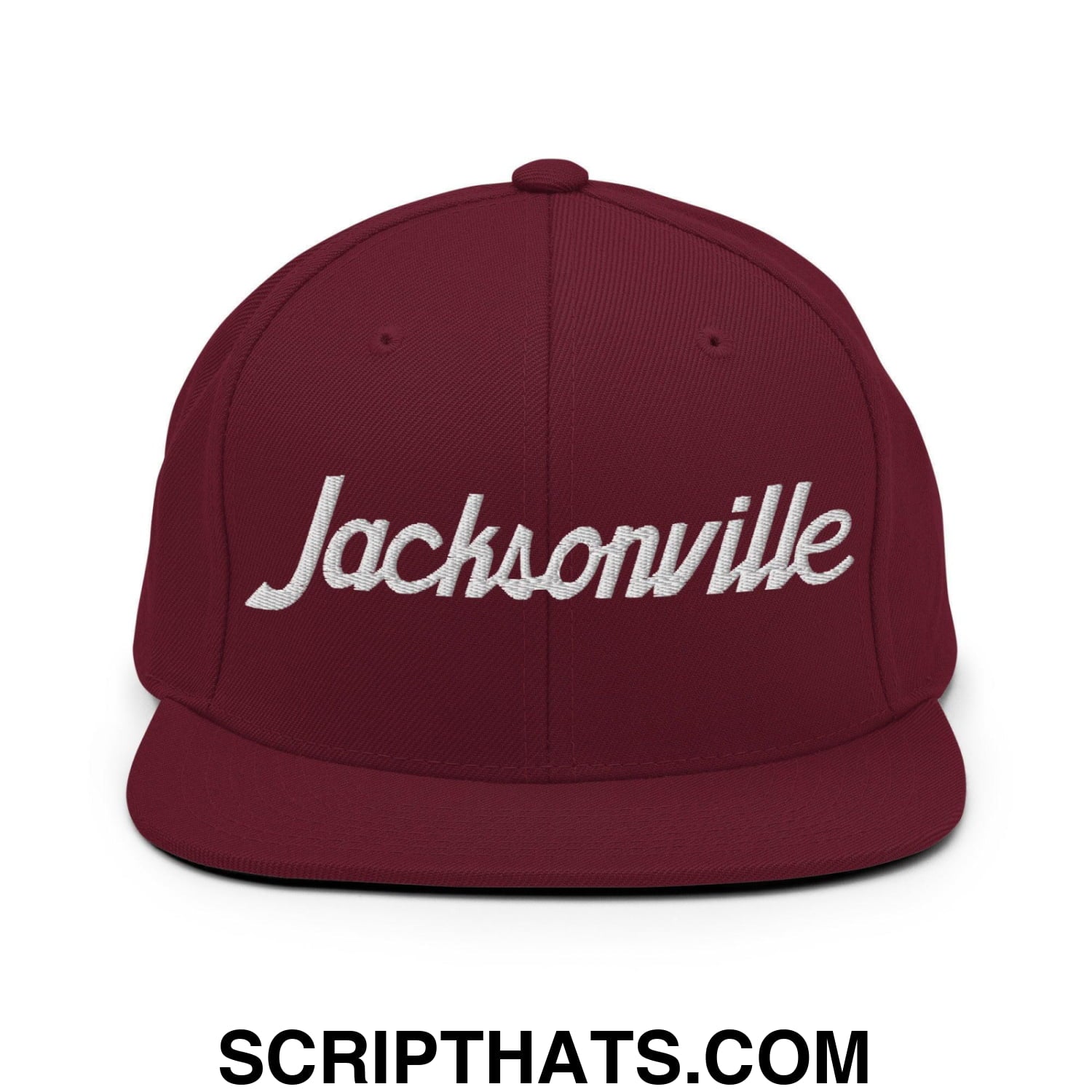 Jacksonville Script Snapback Hat Maroon