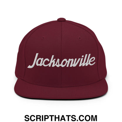 Jacksonville Script Snapback Hat Maroon