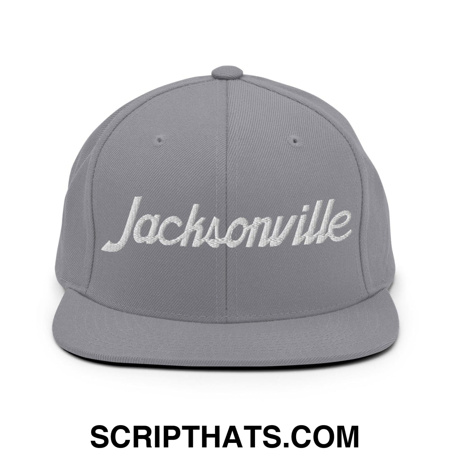 Jacksonville Script Snapback Hat Silver