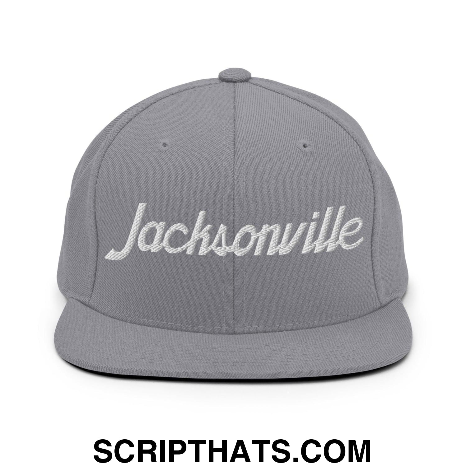 Jacksonville Script Snapback Hat Silver