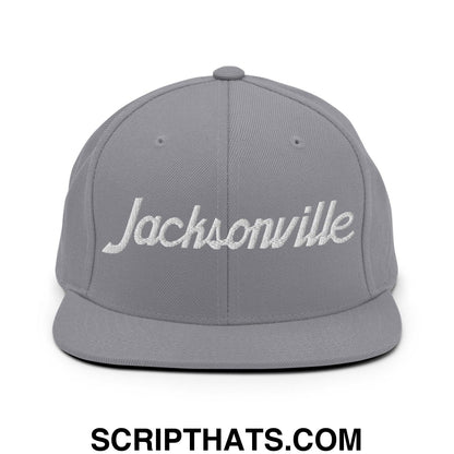 Jacksonville Script Snapback Hat Silver