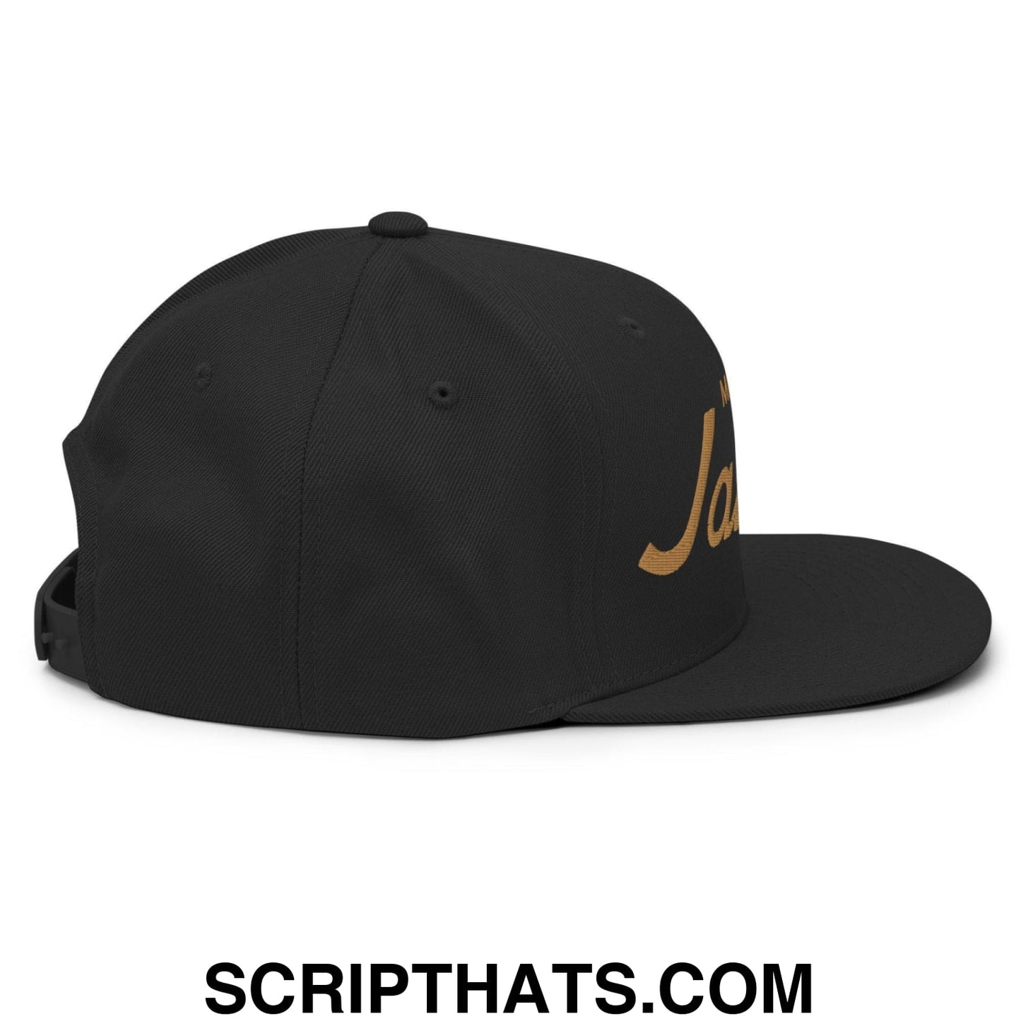 Jalisco Mexico Gold Vintage Sports Script Snapback Hat Black