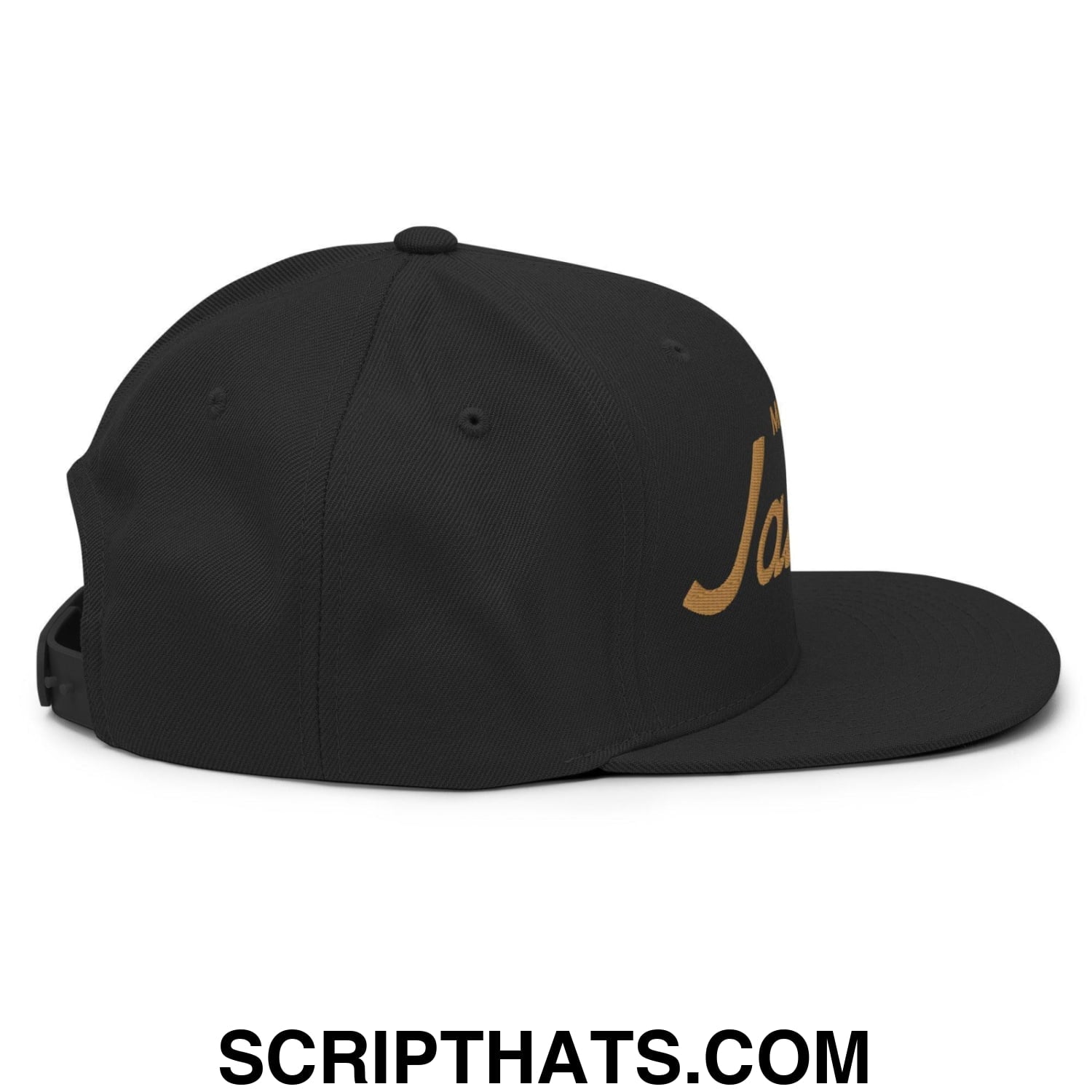 Jalisco Mexico Gold Vintage Sports Script Snapback Hat Black